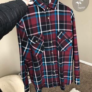 Maroon and Teal/Blue Flannel